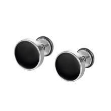 10mm round black classic men hip hop jewelry stainless steel classic stud earrings men